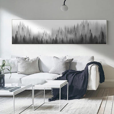 Create a sense of mood and mystery with this Scandinavian Woodland Forrest Landscape Canvas Print. Check out our Wall Art for Living Room Collection.