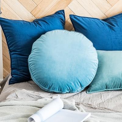 Velvet Luxury Round Pillow Cushions Collection-Cushions-Estilo Living-Blue-50cm (Diameter)-Estilo Living